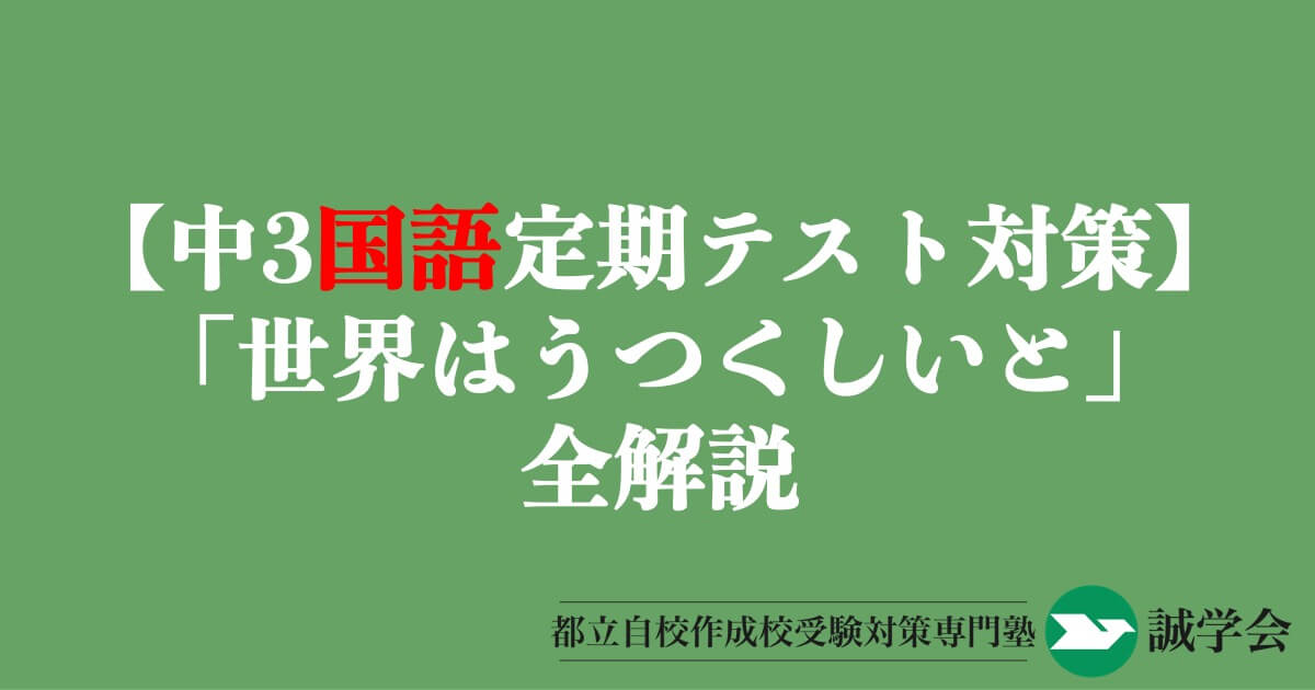 【中3国語定期テスト対策】「世界はうつくしいと」の全解説